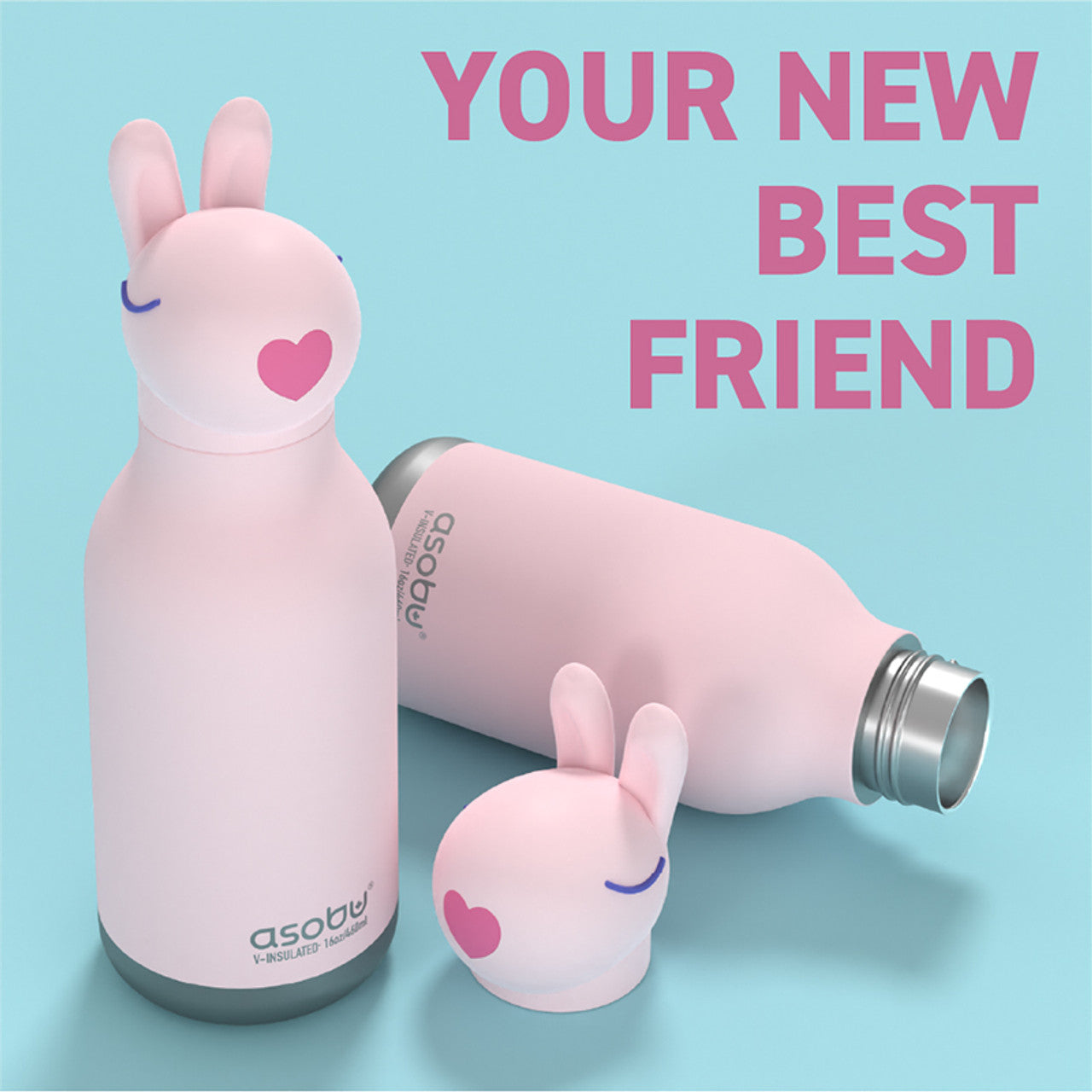 Asobu Besties Bunny Trinkbecher, 460 ml, isoliert