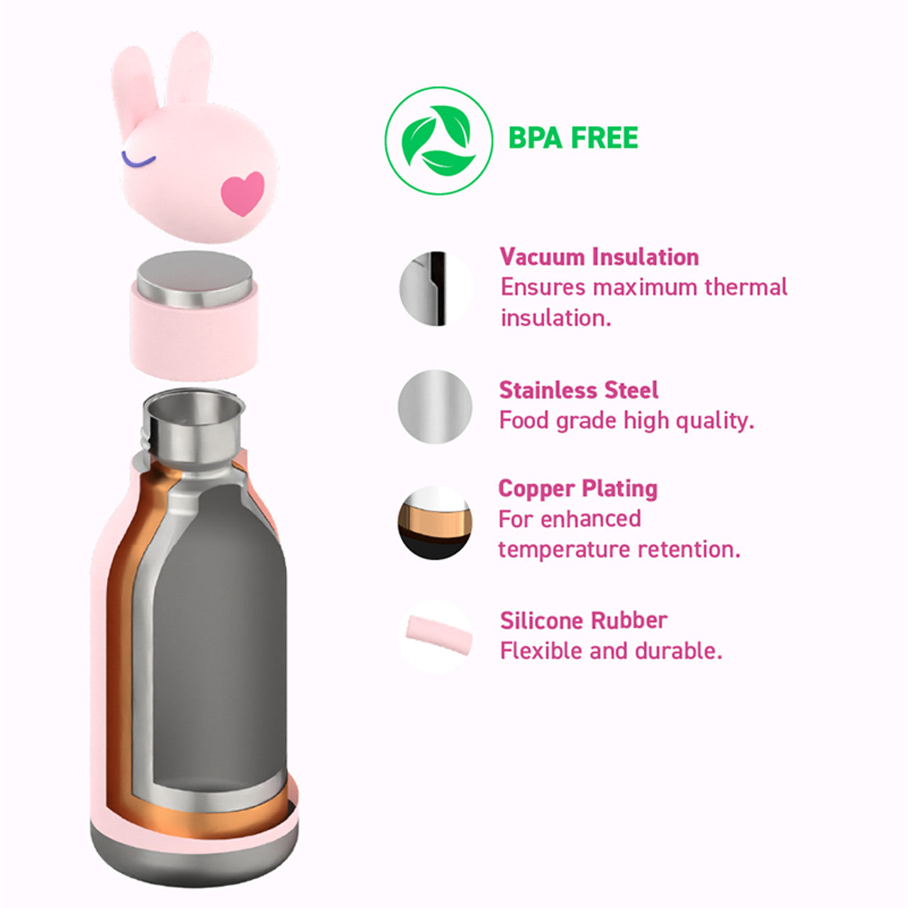 Asobu Besties Bunny Trinkbecher, 460 ml, isoliert