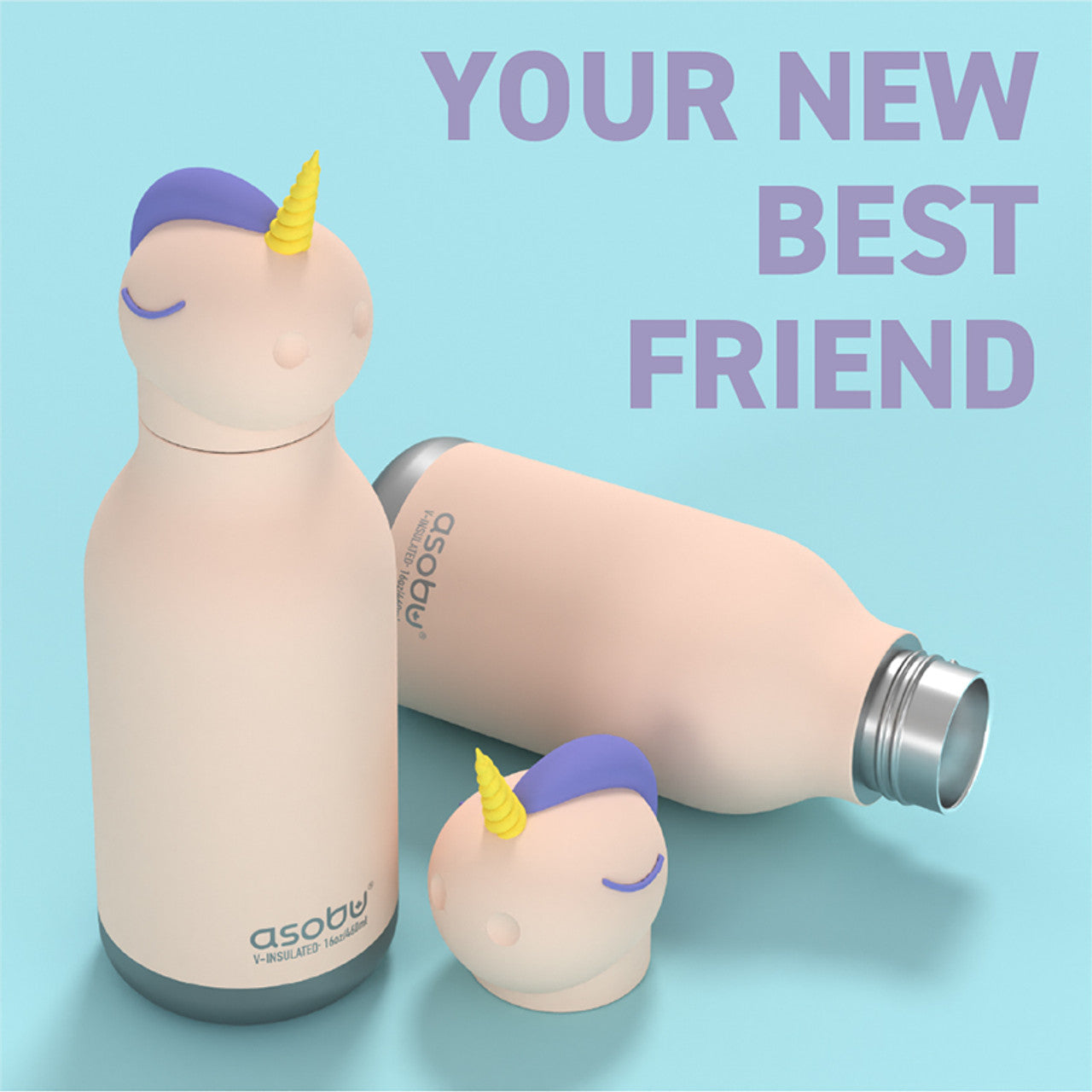 Asobu Besties Einhorn-Trinkbecher, 460 ml, isoliert