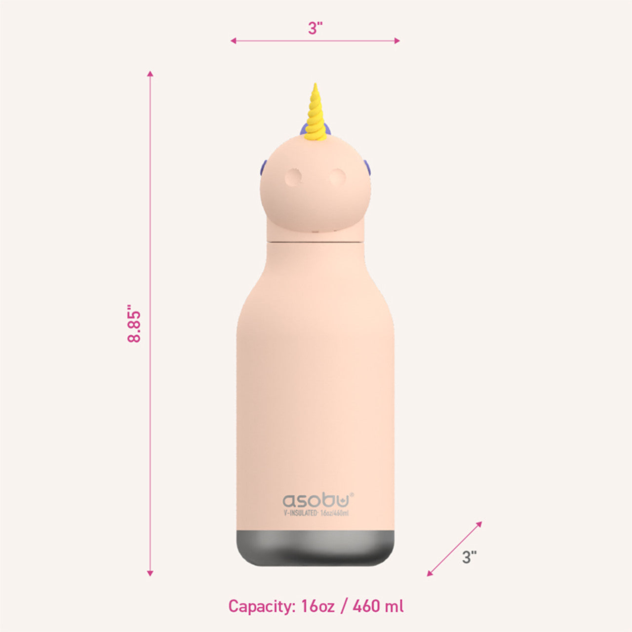 Asobu Besties Einhorn-Trinkbecher, 460 ml, isoliert