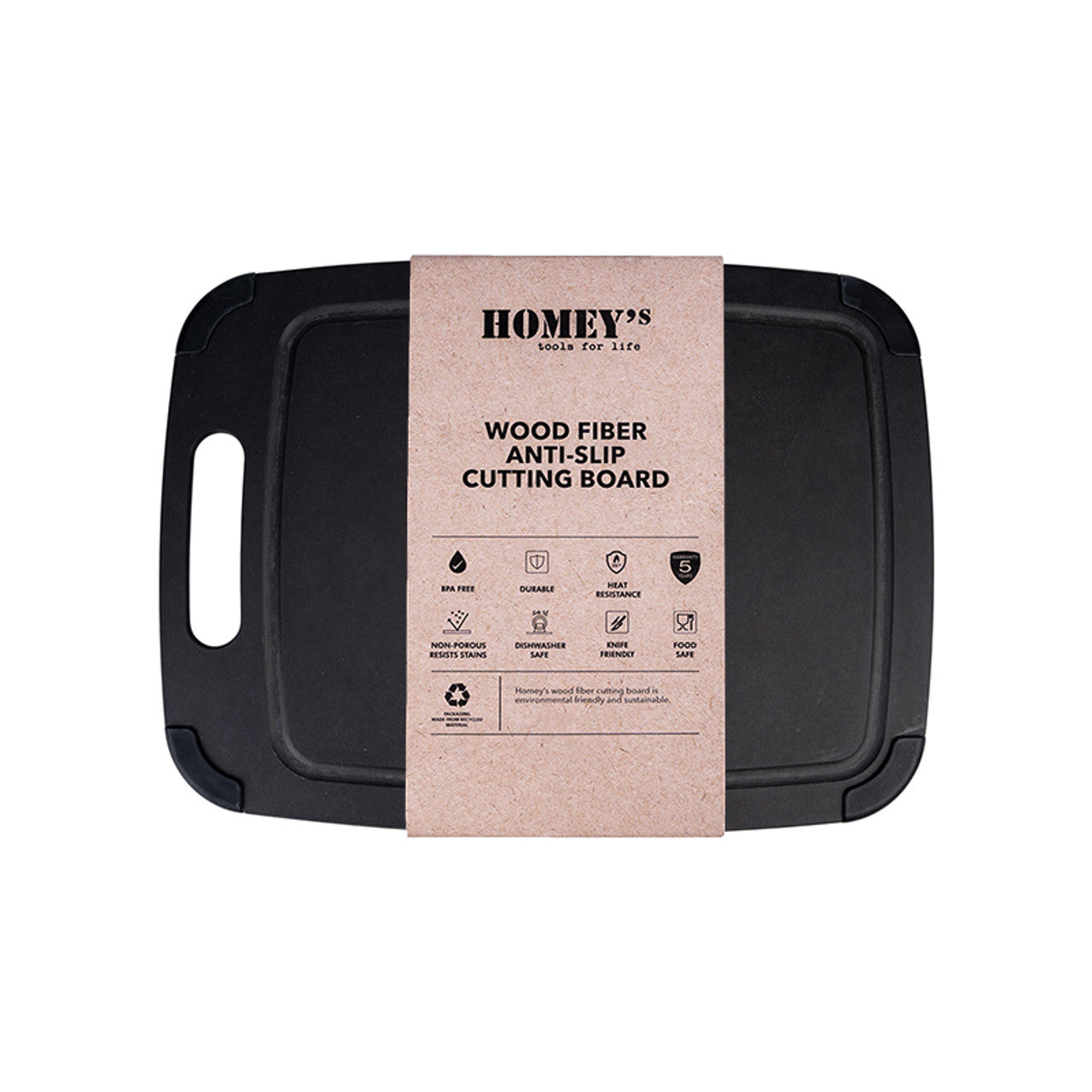 Homey's Snijplank Zwart Houtvezel 370x275mm