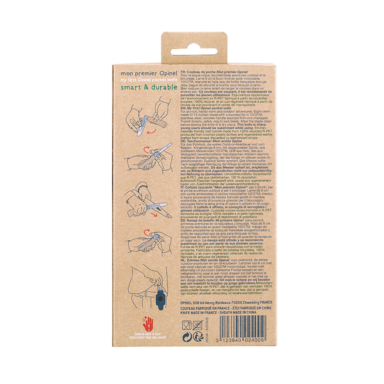 Opinel Kinderzakmes My First Opinel Pocket Knive RVS Beuken Hout met Etui