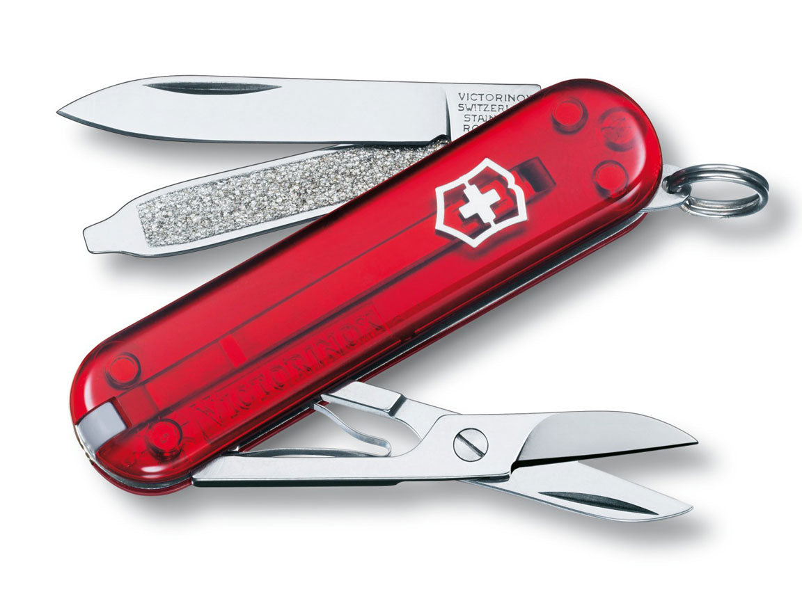 Victorinox Classic SD rood transparant Zakmes 7 functies