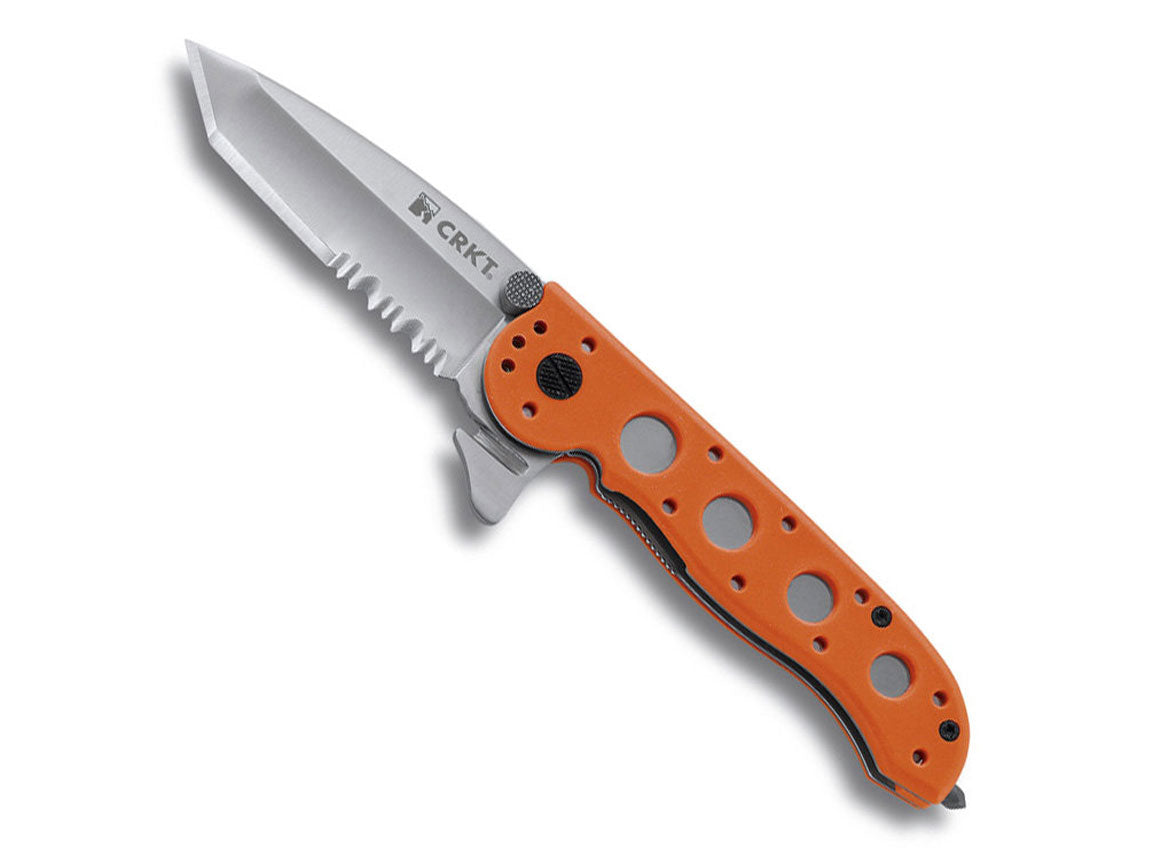 CRKT M16-12ZE E.R. Tanto Orange Handle Combo Edge - Designed by Kit Carson
