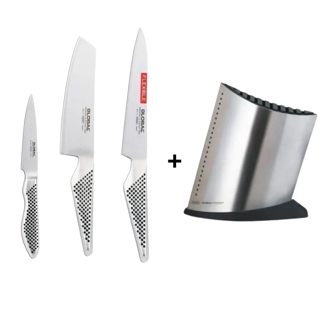 Global Basic Starter Set 3-teilig + Messerblock