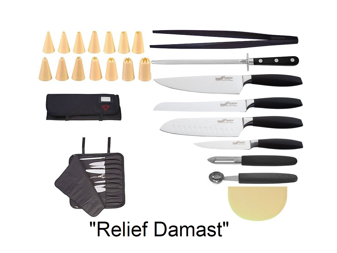 Homey's Relief Damast Opleidingsset voor kok 24 delig