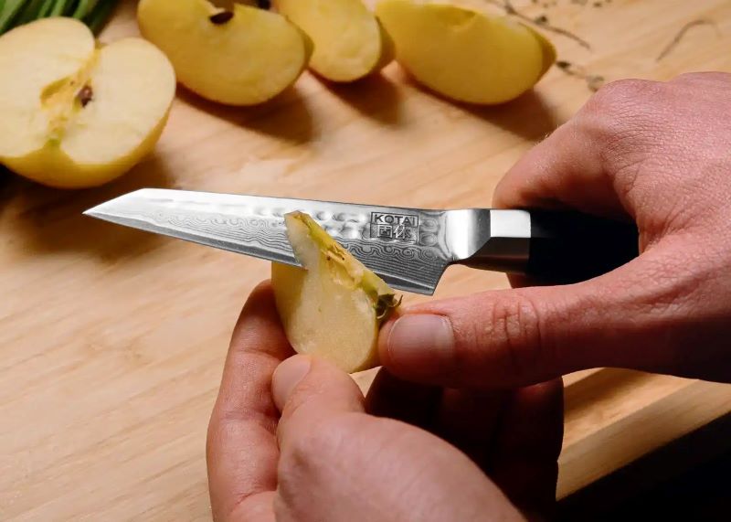 appel schillen met kotai bunka damascus schilmes 9 cm ebbenhout