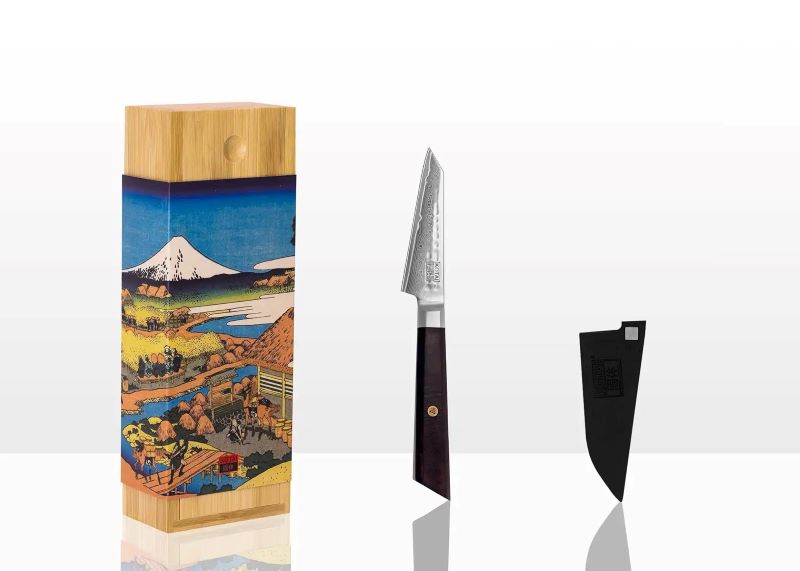 kotai bunka damascus schilmes 9 cm ebbenhout met mesbeschermer en doos