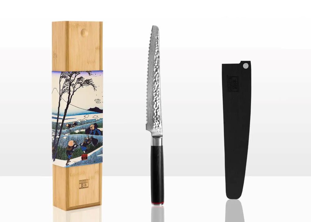 kotai pakka damascus broodmes 20 cm pakkahout met mesbeschermer en doos
