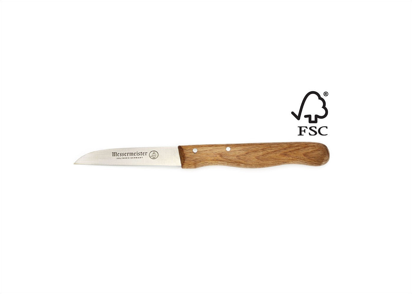 Messermeister Future Schälmesser, Edelstahl, gerade, 8 cm, nachhaltiger FSC-Buchenholzgriff