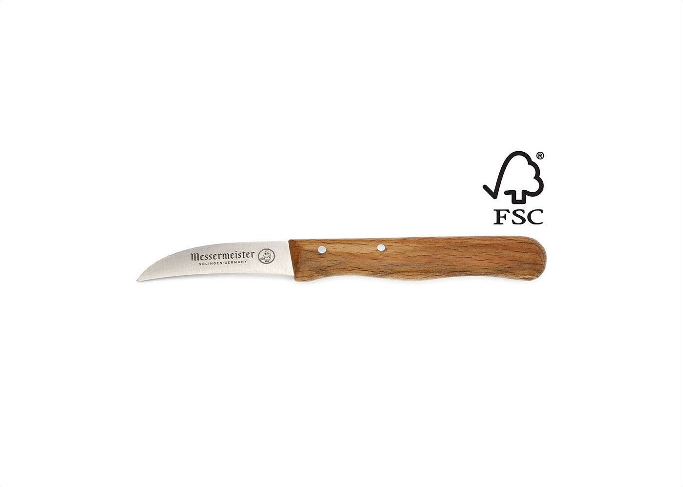 Messermeister Future Schälmesser Edelstahl gebogen 6 cm nachhaltiger FSC Buchenholzgriff