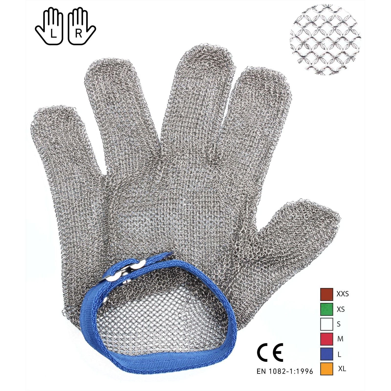 Austernhandschuh Edelstahl 22 cm Größe L CE-zertifiziert