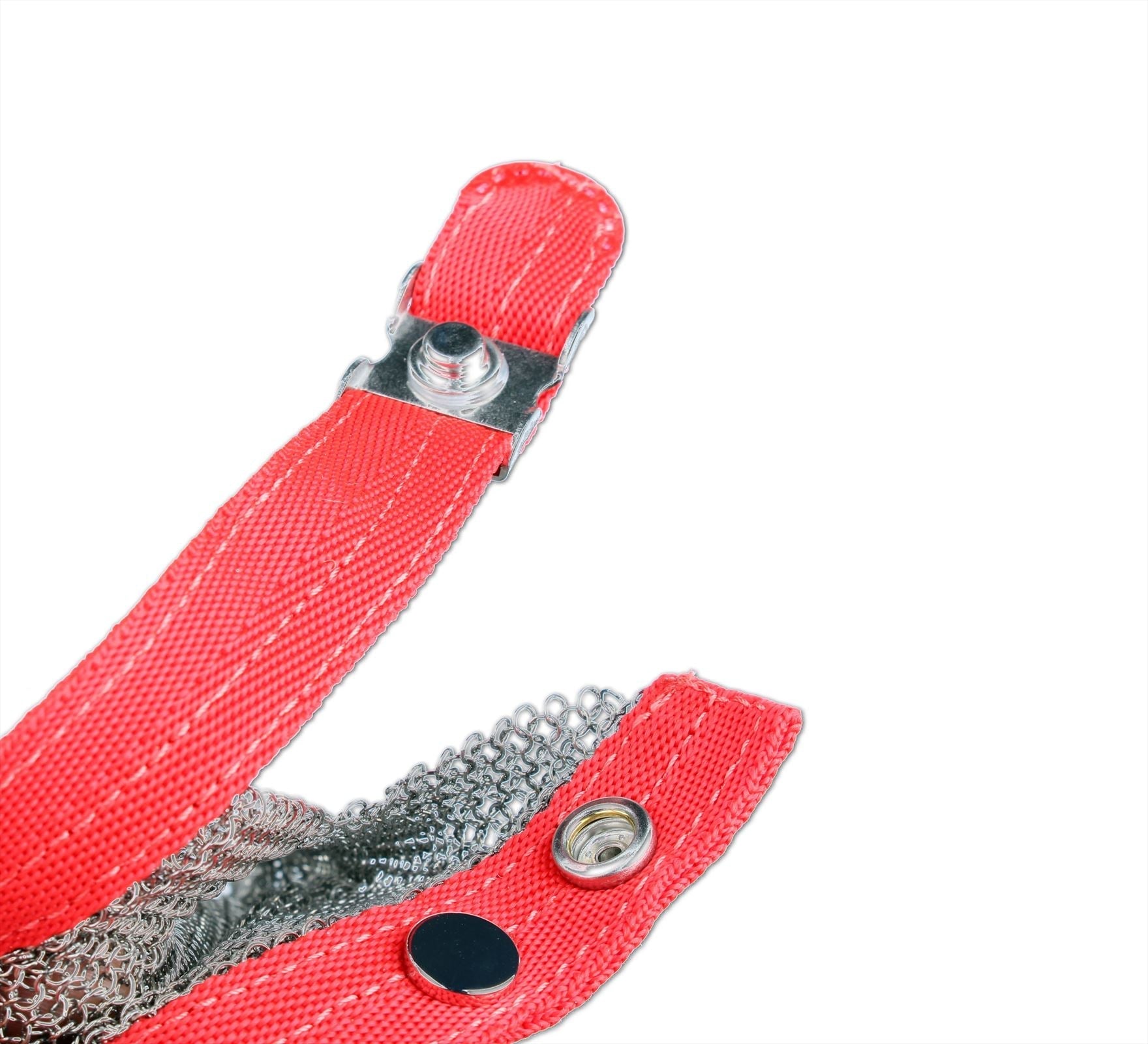 Austernhandschuh Edelstahl 21,5 cm Größe M CE-zertifiziert Rot