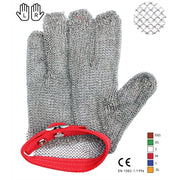 Austernhandschuh Edelstahl 21,5 cm Größe M CE-zertifiziert Rot