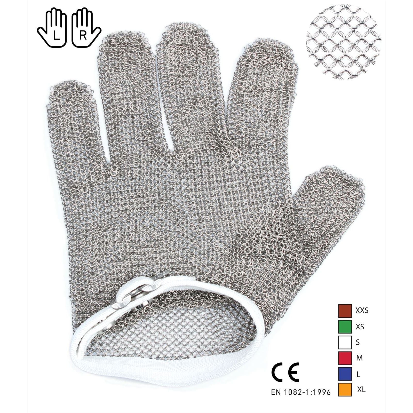 Austernhandschuh Edelstahl 19,5 cm Größe M CE-zertifiziert