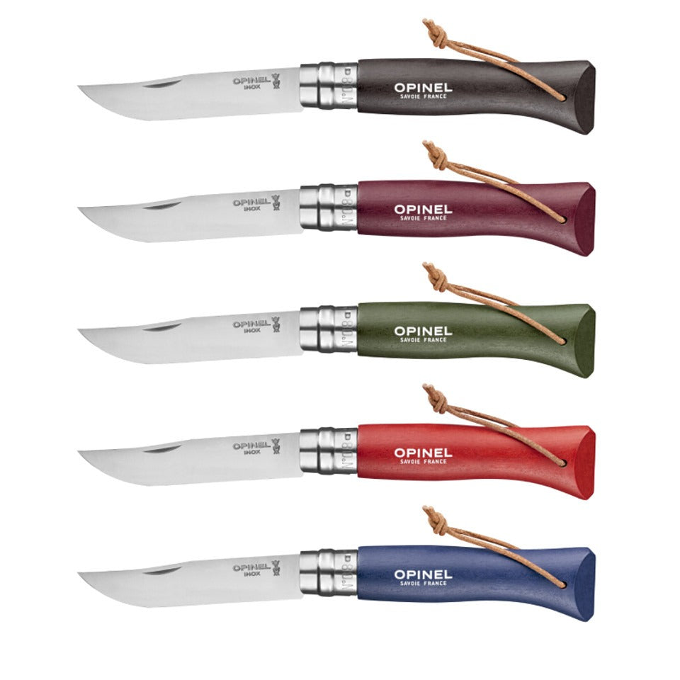 Opinel Taschenmesser Nr. 08 Tradition Colorama Edelstahl/Buchenholz mit Kordel