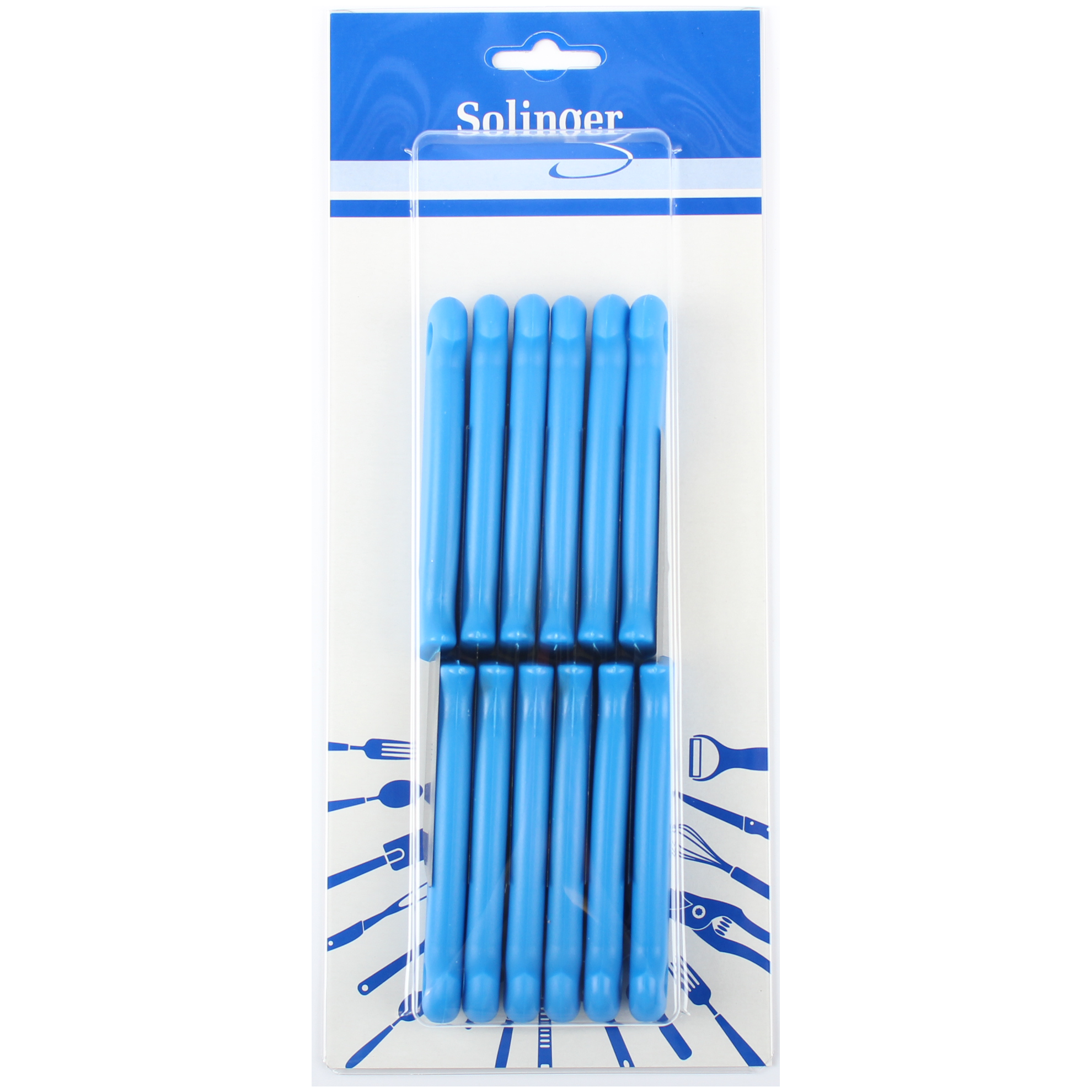 Solingen Kartoffelmesser blau mit Loch Edelstahl 6 cm auf Karte 12 Stück