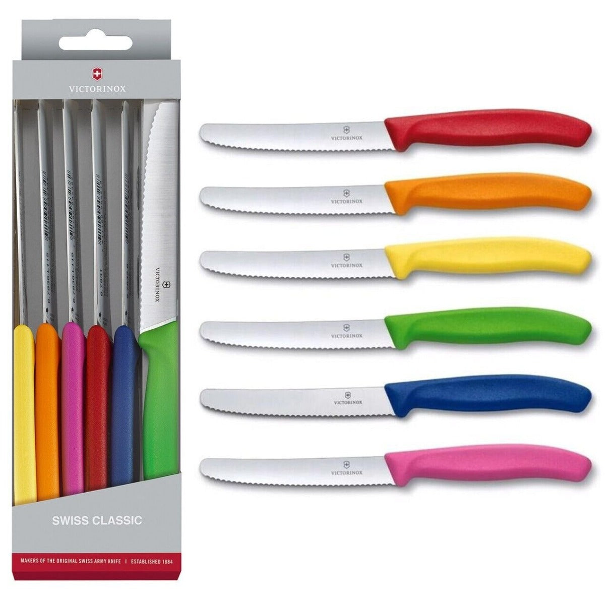 Victorinox Classic Steakmesser-Set, 6 verschiedene Farben