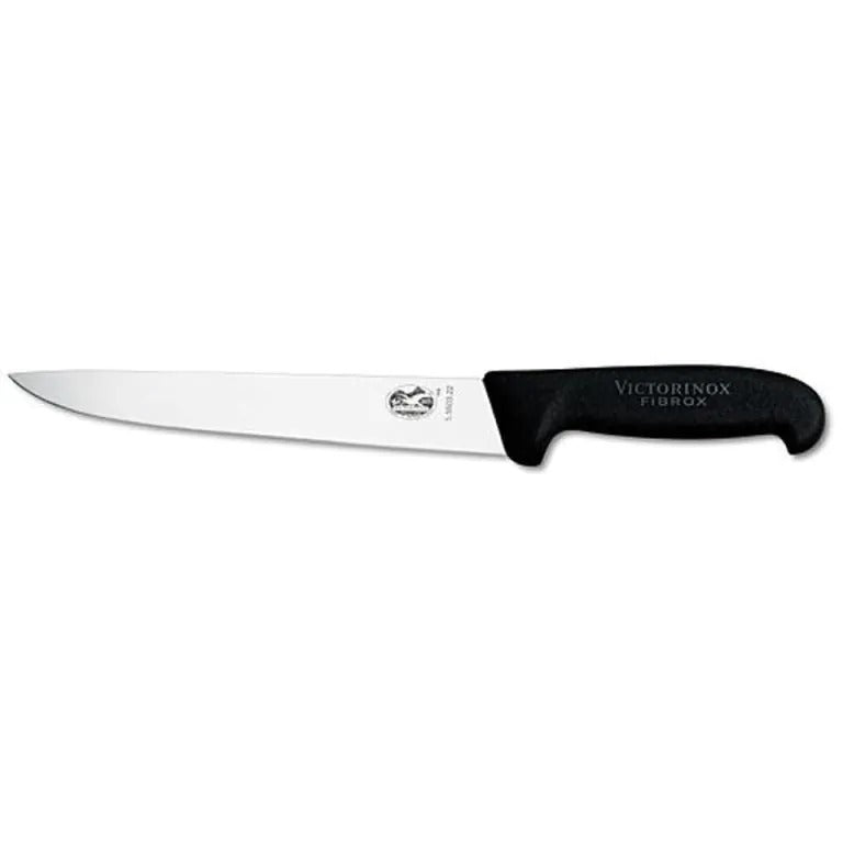 victorinox fibrox vliesmes steekmes rvs zwart kunststof recht 25 cm