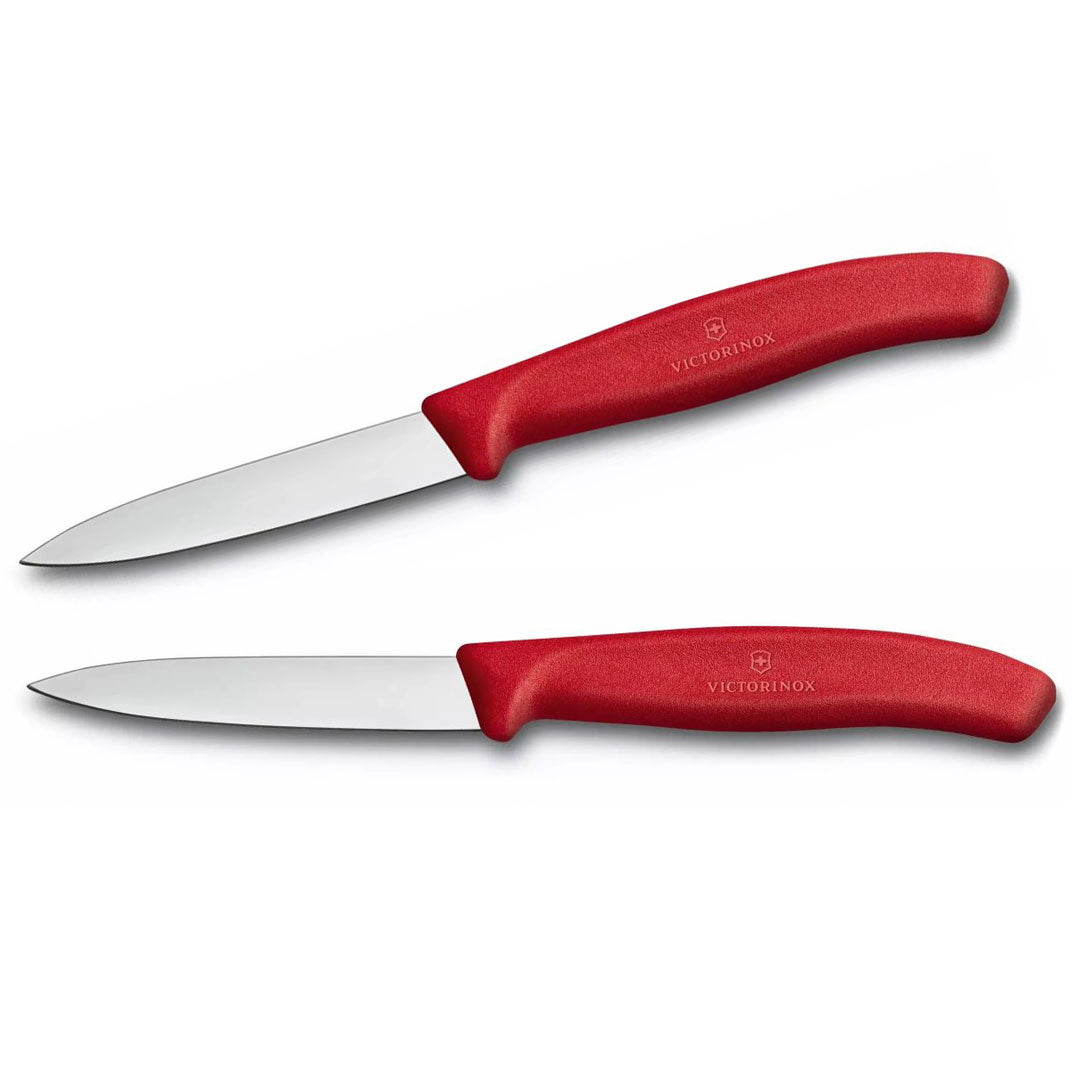2 victorinox schilmessen glad 8 cm rvs rood kunststof