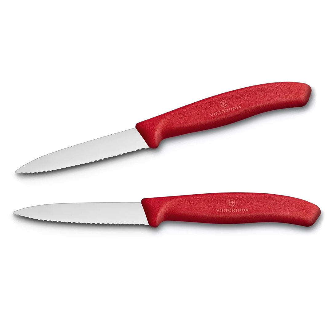 2 victorinox schilmessen gekarteld 8 cm rvs rood kunststof