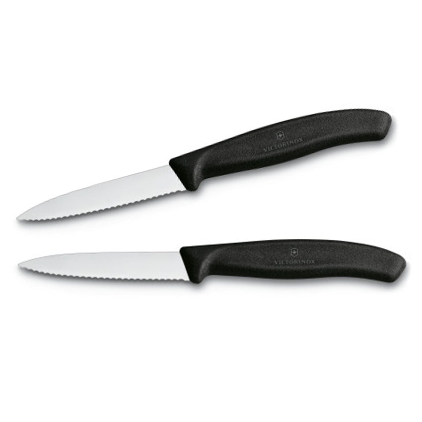 Victorinox Schälmesser schwarz 8 cm Edelstahl gezahnt 2 Stück