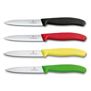 Victorinox Schälmesser 8 cm, Edelstahl, glatt, 4er-Set, verschiedene Farben (Schwarz, Rot, Gelb, Grün)