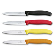 Victorinox Schälmesser 8 cm, Edelstahl, glatt, 4er-Set, verschiedene Farben (Schwarz, Rot, Gelb, Orange)