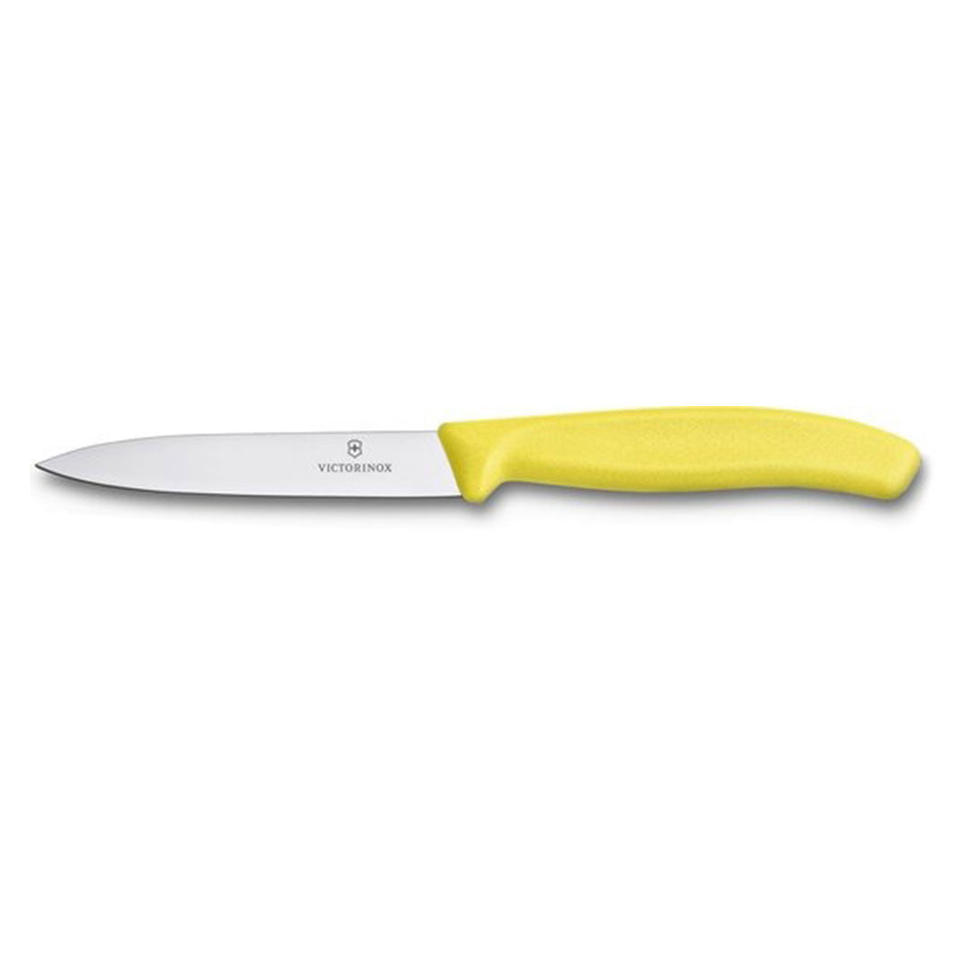 Victorinox Schälmesser 8 cm, Edelstahl, glatt, 6er-Set, verschiedene Farben (Schwarz, Rot, Gelb, Orange, Pink, Grün)