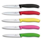 Victorinox Schälmesser 8 cm, Edelstahl, glatt, 5er-Set, verschiedene Farben (Schwarz, Rot, Gelb, Pink, Grün)