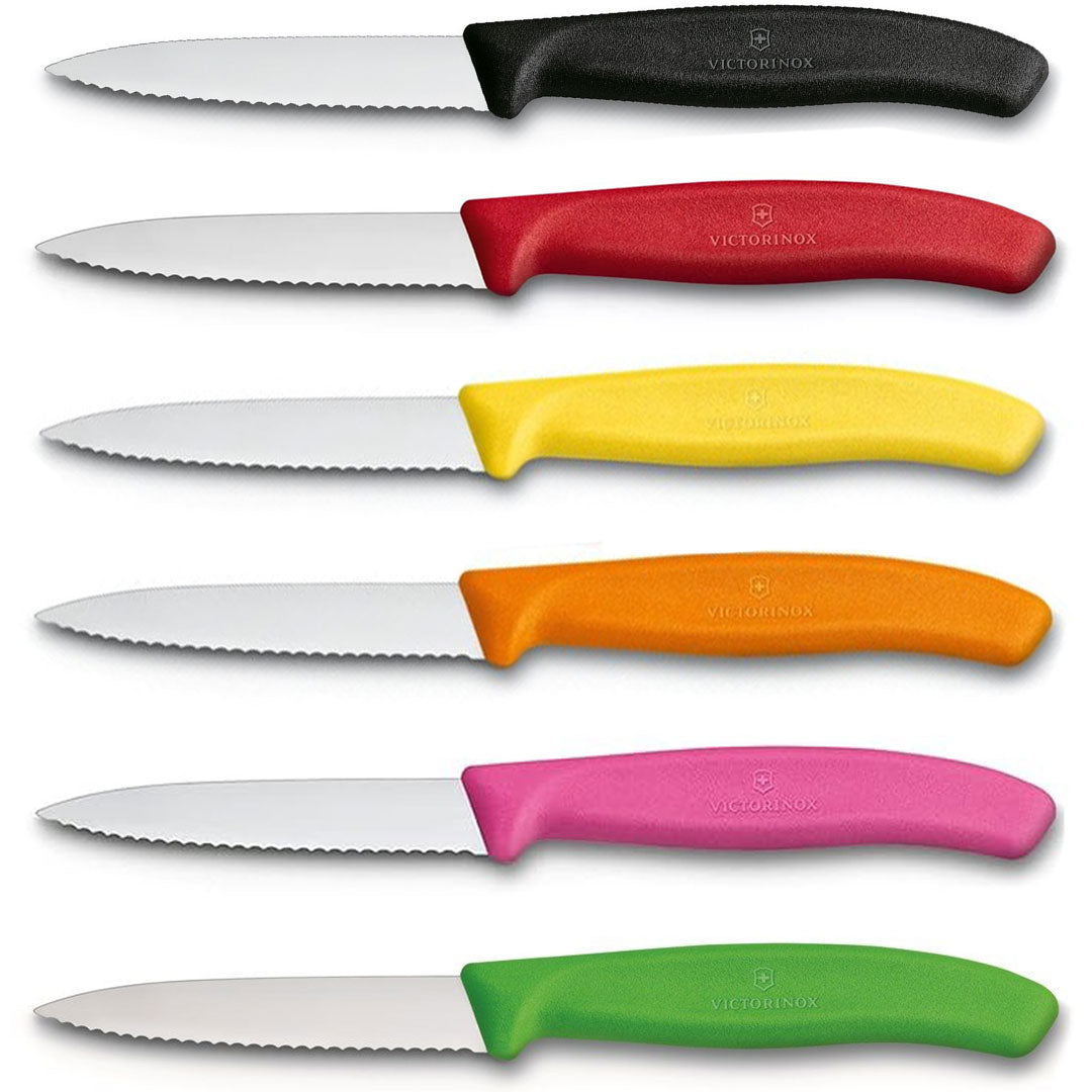 6 victorinox schilmessen gekarteld 8 cm rvs kunststof heft
