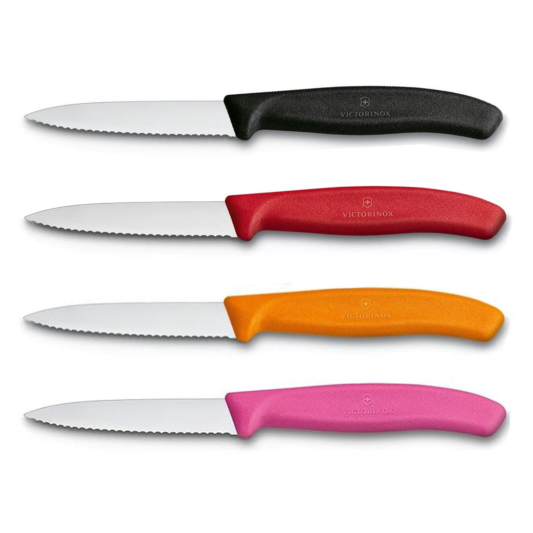 4 victorinox schilmessen 8 cm gekarteld in verschilende kleuren