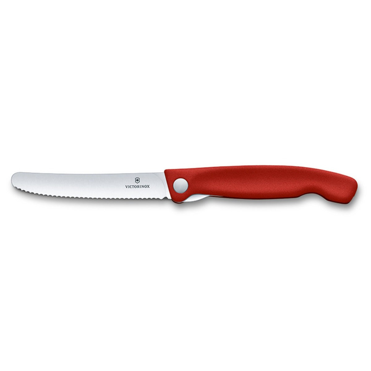 Victorinox Klappbares Schälmesser, rot, gezahnt, 11 cm