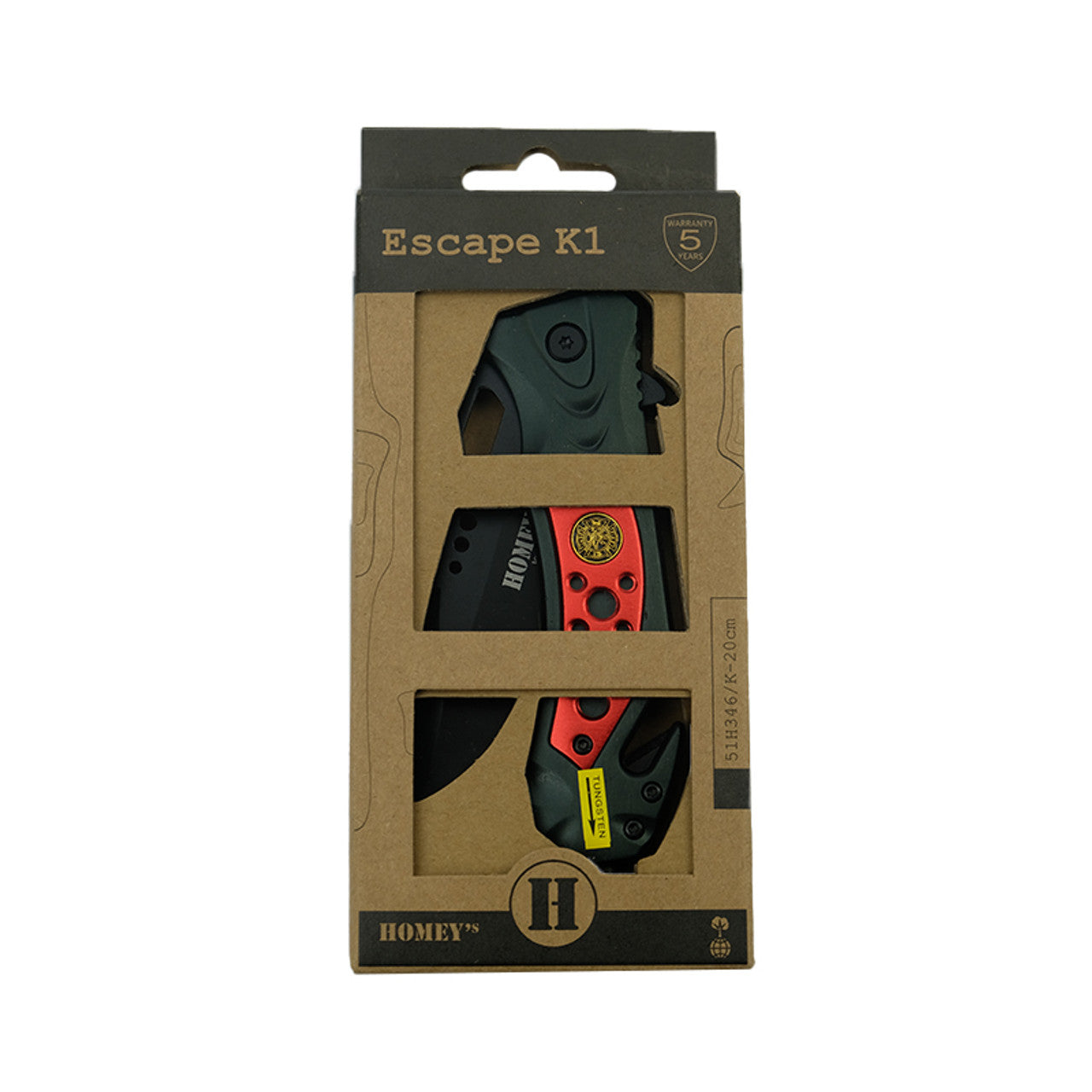 Homey's Zakmes Escape K1 RVS Glasbreker Zwart