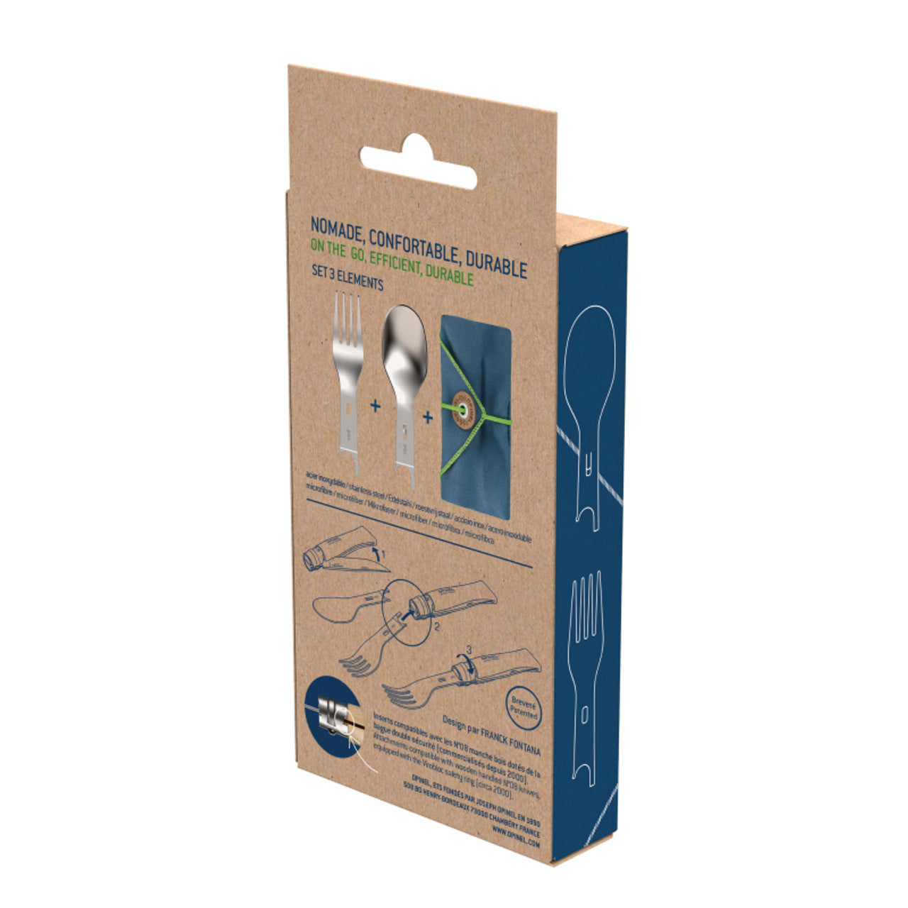 Opinel Outdoor Bestekset Picnic Plus 3-delig (Lepel, Vork)