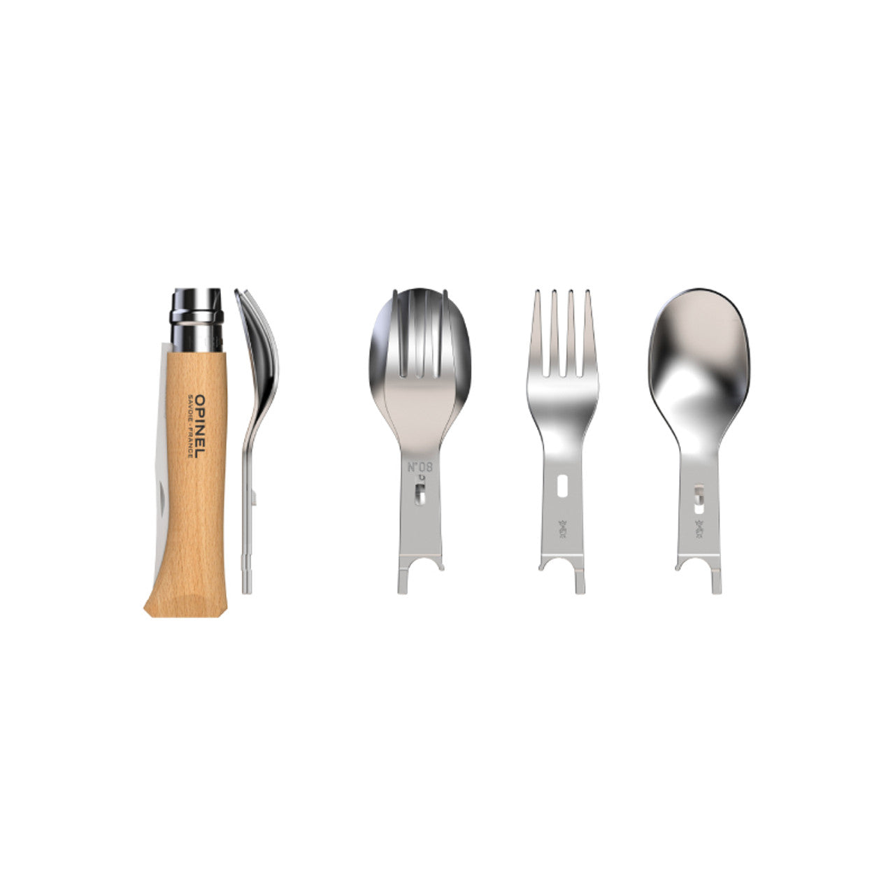 Opinel Outdoor Bestekset Picnic Plus 3-delig (Lepel, Vork)