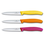 Victorinox Schälmesser 8 cm, Edelstahl, glatt, 6er-Set, verschiedene Farben (Schwarz, Rot, Gelb, Orange, Pink, Grün)